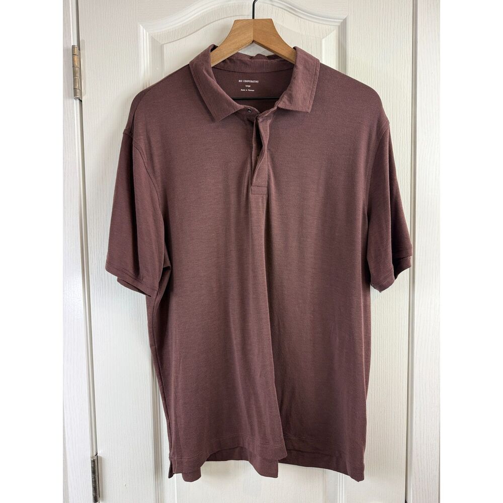REI Co-op Men's Large Polo Shirt Brown Tencel Lyocell Stretch Short Sleeve